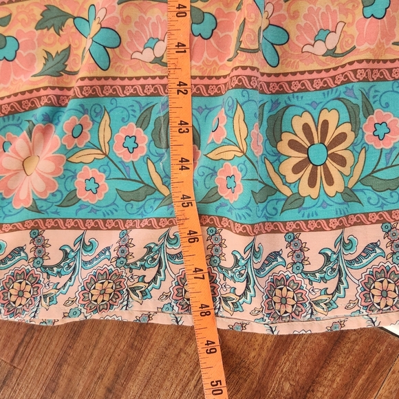 Floral Bohemian Midi Dress - Teal and Red - Picture 10 of 15